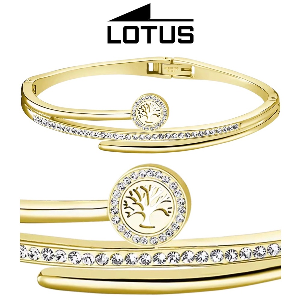Lotus, Lotus Style, "Bliss" Gold-Plated Stainless Steel & Pavé Zirconia Bracelet